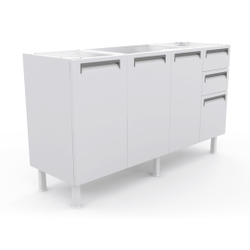 Gabinete de Cozinha Colormaq Roma para Pia de 1,50m em Aço Branco Menor preço em Gabinete de Cozinha Colormaq Roma para Pia de 1,50m em Aço Branco