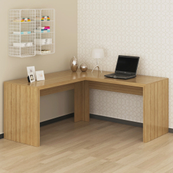 Mesa para Escritório em L Angular ME4116 Tecno Mobili Amendoa Menor preço em Mesa para Escritório em L Angular ME4116 Tecno Mobili Amendoa
