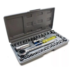 Kit Jogo Chave Catraca Reversível + Jogo De Soquete 40 Pçs + Maleta Menor preço em Kit Jogo Chave Catraca Reversível + Jogo De Soquete 40 Pçs + Maleta