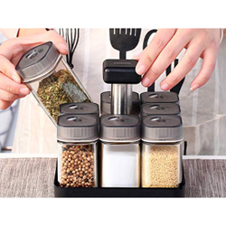 Porta Condimentos para Temperos de Vidro Prático com 8 Potes Giratório Menor preço em Porta Condimentos para Temperos de Vidro Prático com 8 Potes Giratório