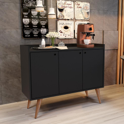 AparadorBuffet 3 pt Wood Preto rpm Menor preço em AparadorBuffet 3 pt Wood Preto rpm