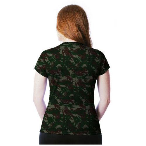 Camiseta Feminina Militar Baby Look Camuflada Exército Brasileiro