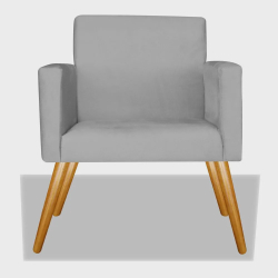 Poltrona Cadeira Decorativa Nina Recepção Sala Escritório Suede Cinza – bc decor Menor preço em Poltrona Cadeira Decorativa Nina Recepção Sala Escritório Suede Cinza – bc decor
