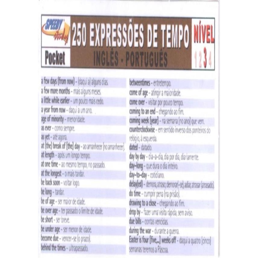 250 Expressoes De Tempo Ingles-Portugues - Nivel 3 na Americanas