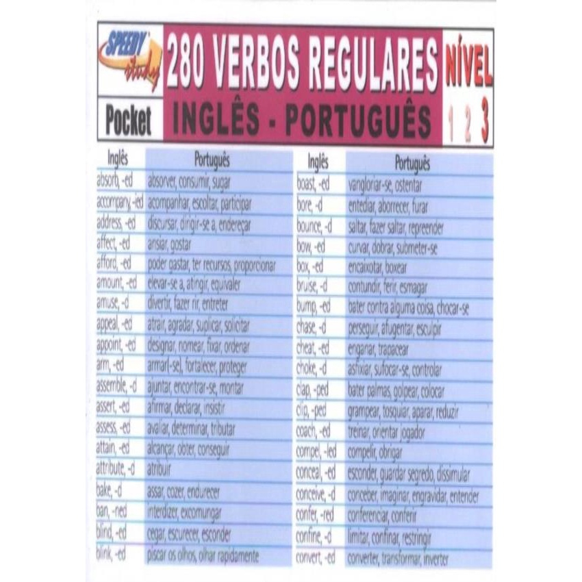 Resultado de imagem para verbos irregulares em ingles com tradução