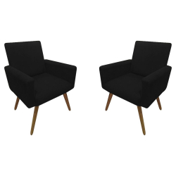 Kit 02 Poltrona Decorativa Nina Pés Palito Suede Preto é boa?