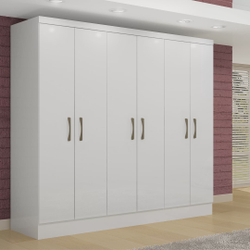 Guarda Roupa Casal 6 Portas 2 Gavetas Internas Paris Maxel Branco Menor preço em Guarda Roupa Casal 6 Portas 2 Gavetas Internas Paris Maxel Branco