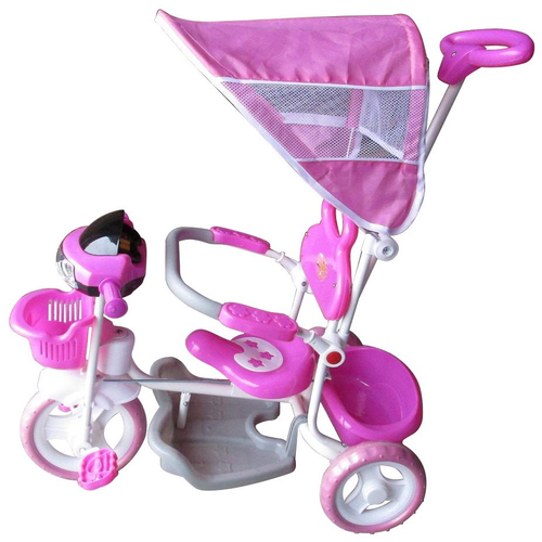 Triciclo Infantil Menina Motoca Rosa Com Empurrador E Pedal