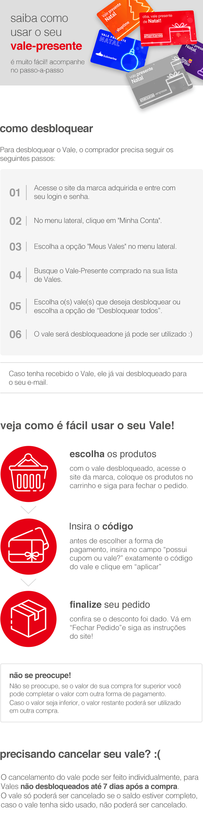 como usar vales presente na Americanas Empresas